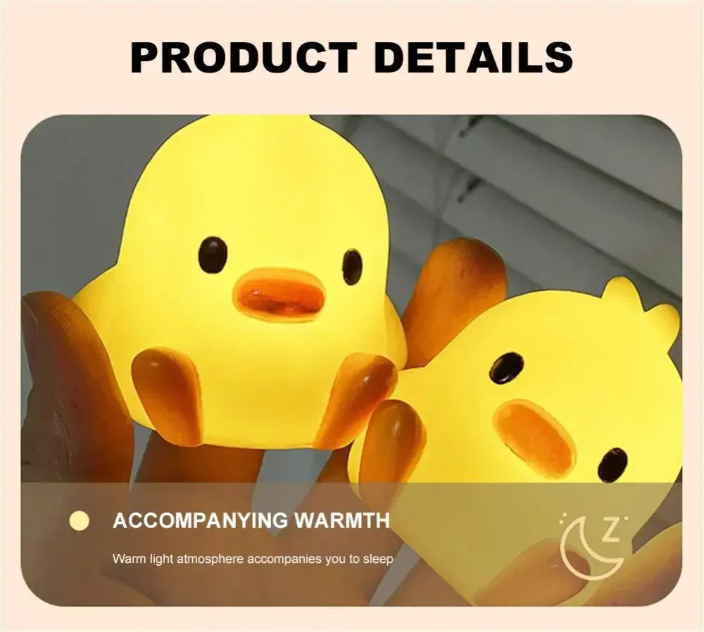 Creative LED Yellow Duck Desktop Desk Lamp with Soft Light and Atmosphere Bedroom Bedhead Night Light Mini Sleep Light