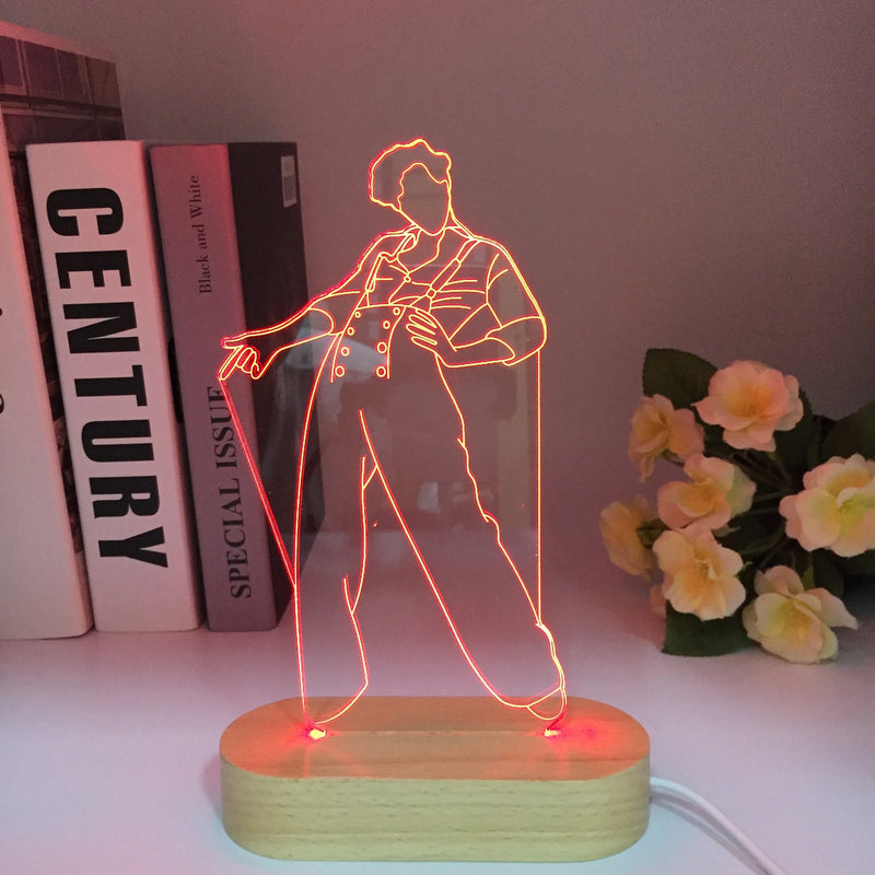 Art Wooden Harry Figure 3D Night Light Touch Projection Style Display Suitable For Gifts Children Room Decoration Bedside Lamp