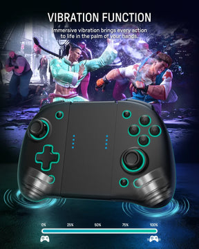 FUNLAB Luminous Controller Compatible with Nintendo Switch/OLED Ergonomic Joypad Controller for Handheld Mode with 7 LED Color