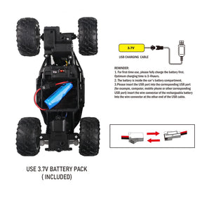 4-Way Remote Control Car with Light Anti-Slip Rubber Tire Outdoor Off-Road Climbing Kidsren's Boy Toy Car Model