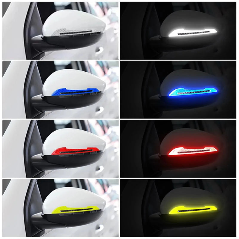 2PCS 3D Car Bumper Reflective Strips - Car Rearview Mirror Stickers Safety Warning Reflective Sticker