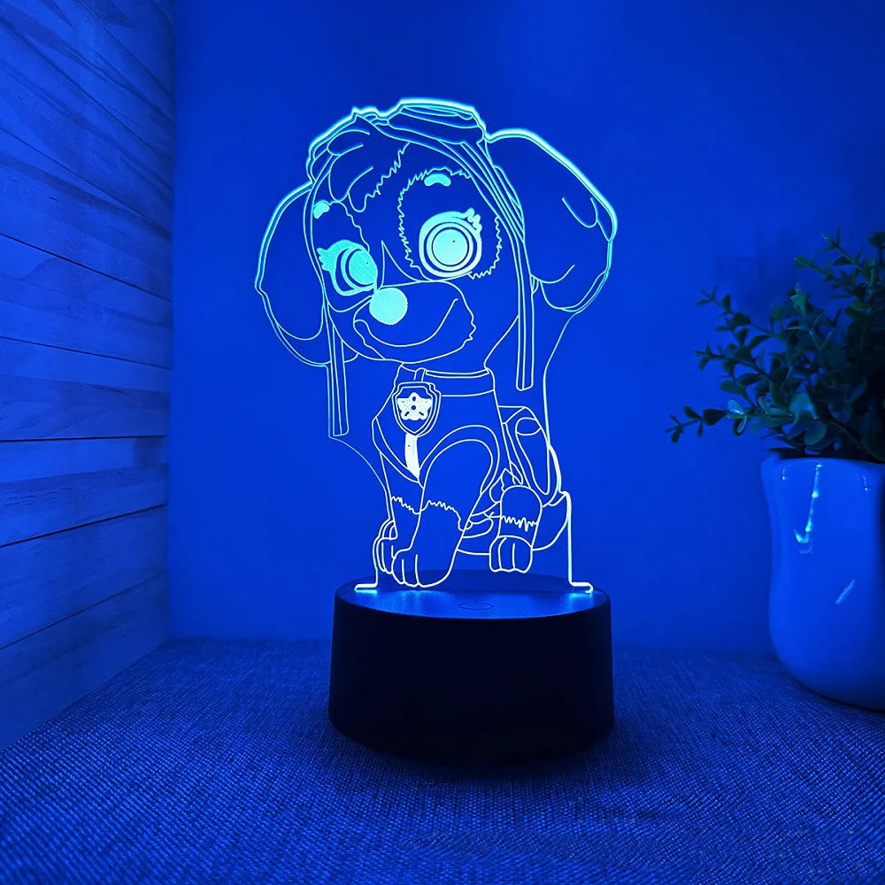 Dog Patrol 3D Night Light Touch Remote Control 16 Colors Auto Gradient LED Night Light Home Decoration Christmas Kids Gift