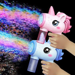 Kids Unicorn Bubble Gun Toy Fully Automatic Bubble Machine Bubbles Gun Outdoor Game Summer Toy for Boys Girls Birthday Gifts