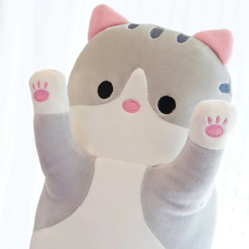 19.5in Cute 50cm Cat Plush Toy Long Pink Brown Grey Sleeping Cats Leg Pillow Squishy Little Animal Doll Appeasing Plushie Gift