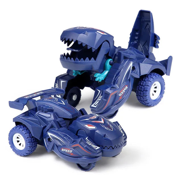 2 IN 1 Dinosaur Deformation Car Model Toy For Boys One Step Action Collision Transformation Mini Vehicles Toy Gift for Children