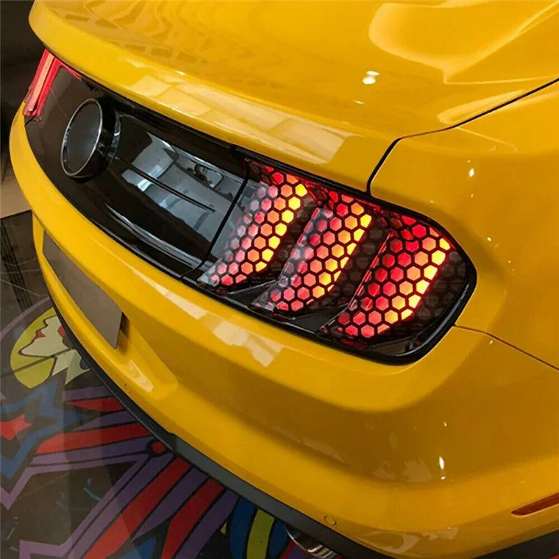 Car Rear Tail Light Lamp Stickers Universal Automotive Black Honeycomb Taillight Cover DIY Fog Light Smoke Film Decal Sticker