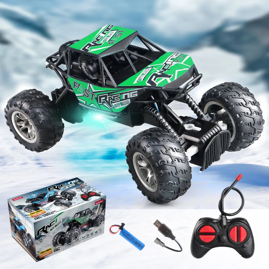 4-Way Remote Control Car with Light Anti-Slip Rubber Tire Outdoor Off-Road Climbing Kidsren's Boy Toy Car Model