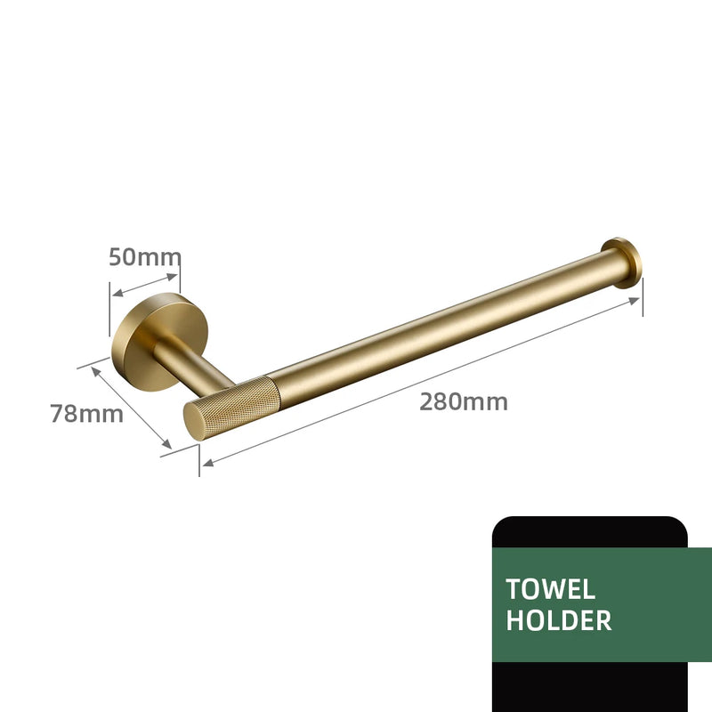 Brushed Gold Bathroom Accessories Towel Bar Bath Robe Hook Brass Knurled Bathroom Hardware Set Shelf for Towels Paper Tissue Hol