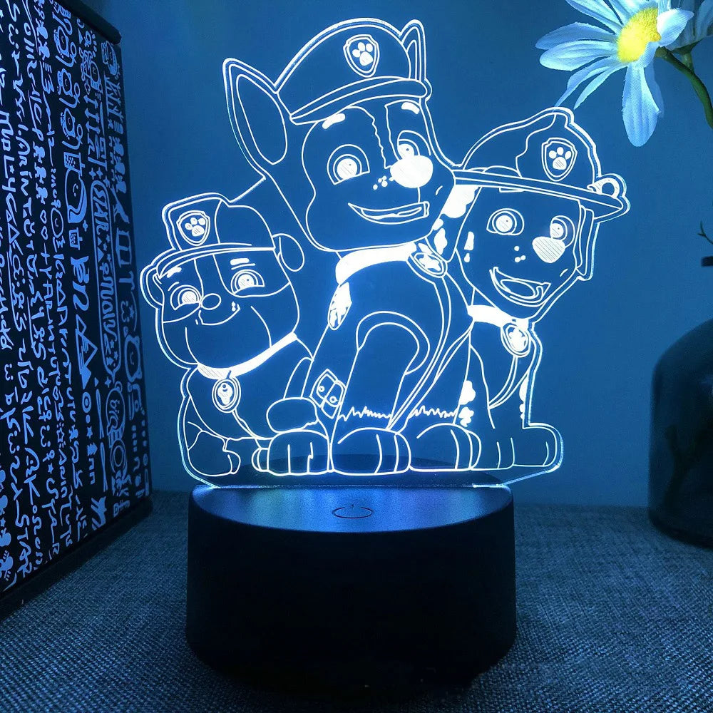 Dog Patrol 3D Night Light Touch Remote Control 16 Colors Auto Gradient LED Night Light Home Decoration Christmas Kids Gift