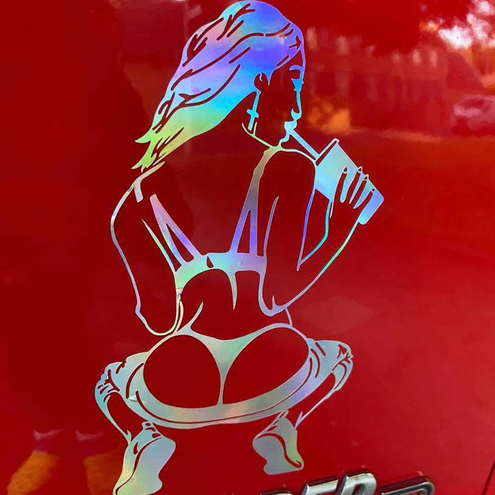 Drinking Attractive Girl Car Stickers Waterproof Vinyl Decal Car Styling Automobiles Trucks Bumpers Windows Laptops Car Accessor