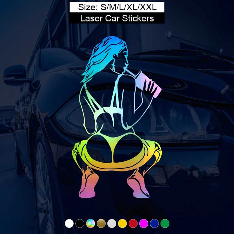 Drinking Attractive Girl Car Stickers Waterproof Vinyl Decal Car Styling Automobiles Trucks Bumpers Windows Laptops Car Accessor