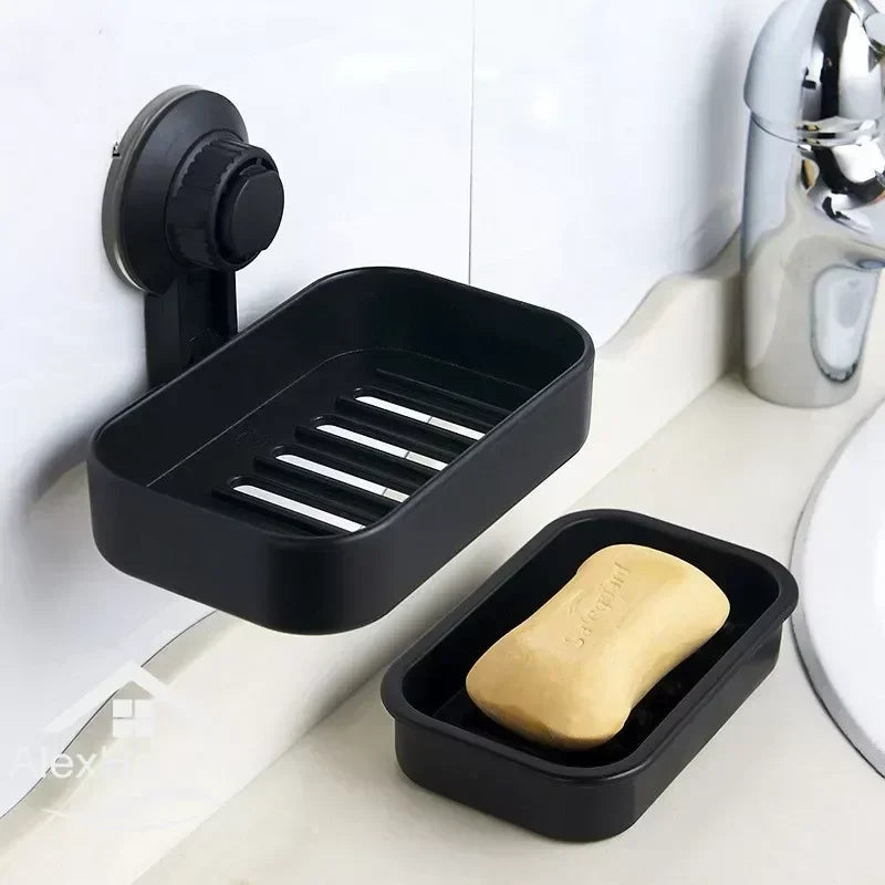 Soap Box Drain Soap Holder Box Bathroom Shower Soap Holder Sponge Storage Tray Creative Sucker Water-free Storage Box