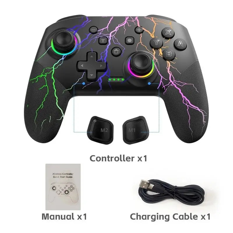 Data Frog Wireless Controller For Nintendo Switch OLED/LITE/PC Console Pro Gamepad with Programmable Turbo Function RGB Light