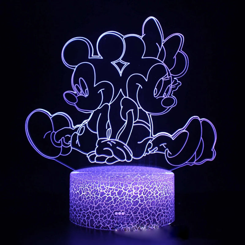 Disney Cartoon 3D Night Light Minnie Mickey Mouse Acrylic Touch 3D illusion Lamp Bedroom Decorative Table Lamp Child Toys Gifts