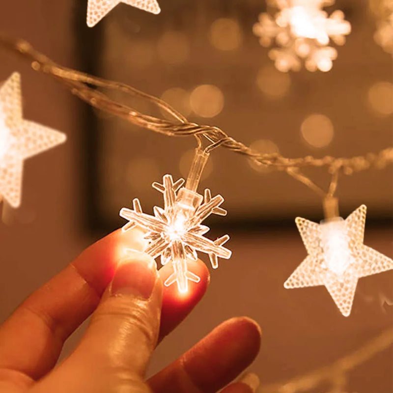 Christmas Tree Snowflake LED String Lights Banner Christmas Decoration 2024 for Home Navidad Xmas Tree Decor Fairy Light Pendant