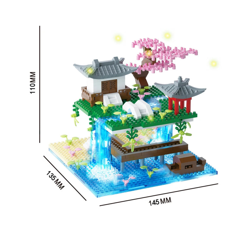 Taohuatan Lake Themed Micro Brick Building Blocks Set Adult Creative Toys Unique Chinese Landscape Model Bricks with LED Light