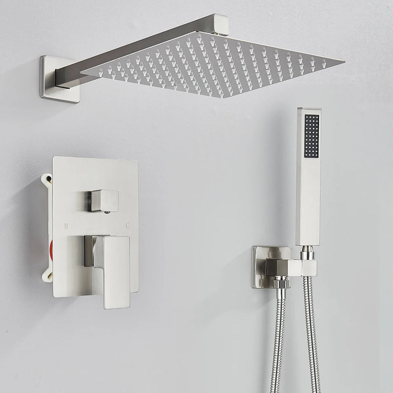 Concealed Shower System with 10 Inch Rain Shower and Handheld Spray Bathroom Luxury Rain Shower Faucet Set