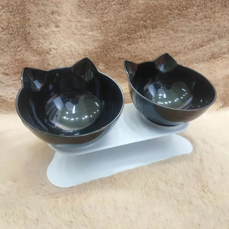 Non-Slip Cat Single Double Pet Bowls With Stand Food Feed And Water Bowls Inclination Stand Cats Feeders Feeding Kitten Supplies