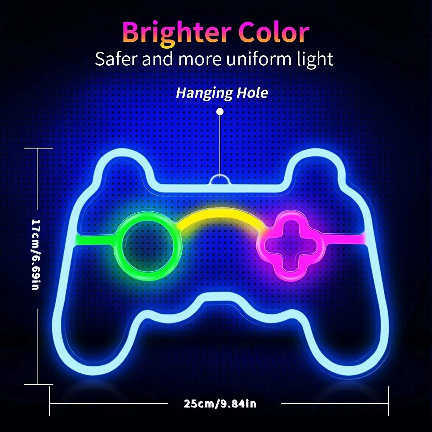 USB Game Console Handle Shape Bedroom Children's Room Game Room Decoration LED Neon Lights