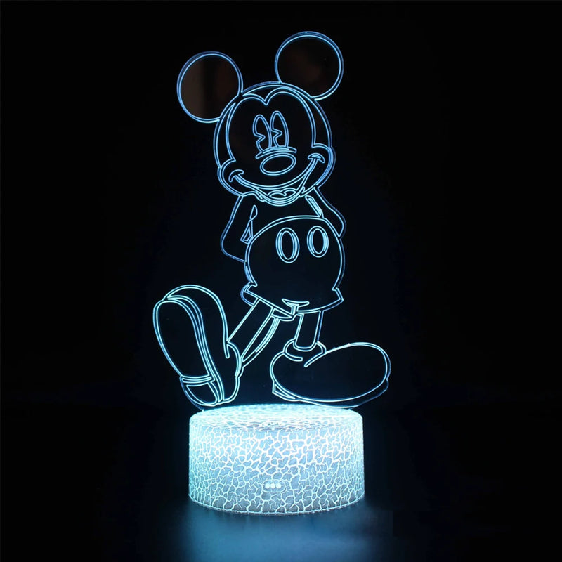 Disney Cartoon 3D Night Light Minnie Mickey Mouse Acrylic Touch 3D illusion Lamp Bedroom Decorative Table Lamp Child Toys Gifts