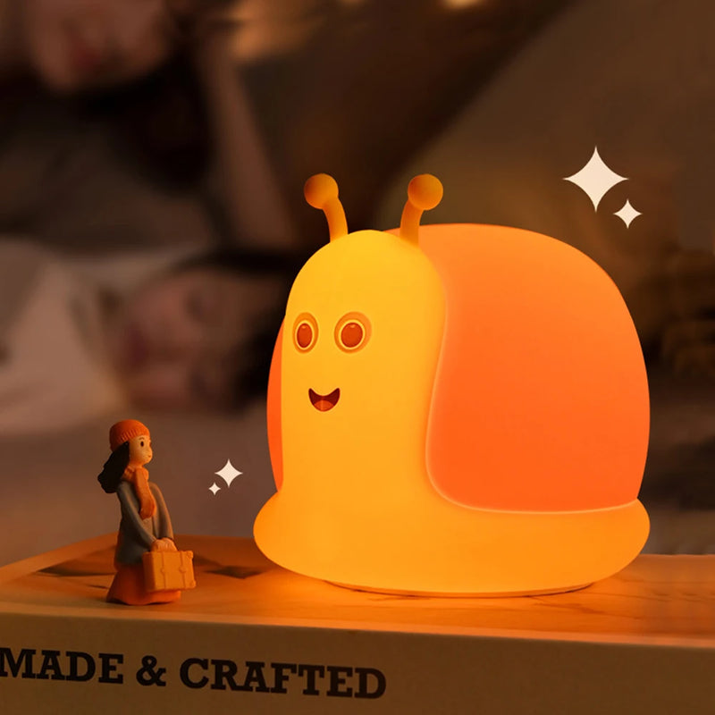 Cute Capybara Night Light Novelty 2 Levels Dimmable Nursery Snail Nightlight Rechargeable Touch Lamp for Kids Room Decor