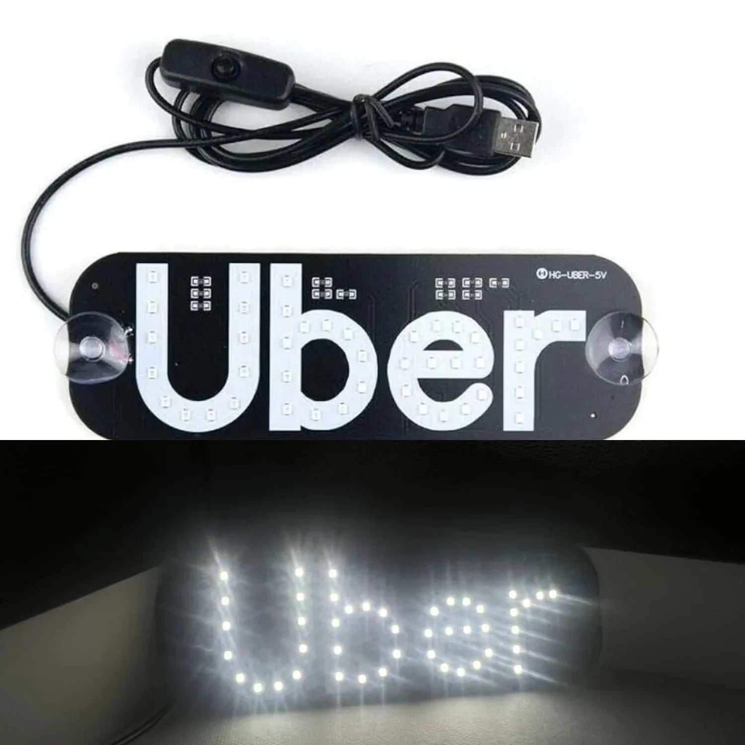 ZN Light Sign for Car with USB Plug 12V Charge, Blue Glowing, 7.4" Car LED Light Sign for Easy Nighttime Passenger Location