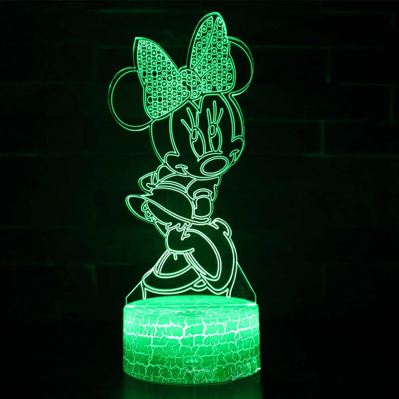 Disney Cartoon 3D Night Light Minnie Mickey Mouse Acrylic Touch 3D illusion Lamp Bedroom Decorative Table Lamp Child Toys Gifts