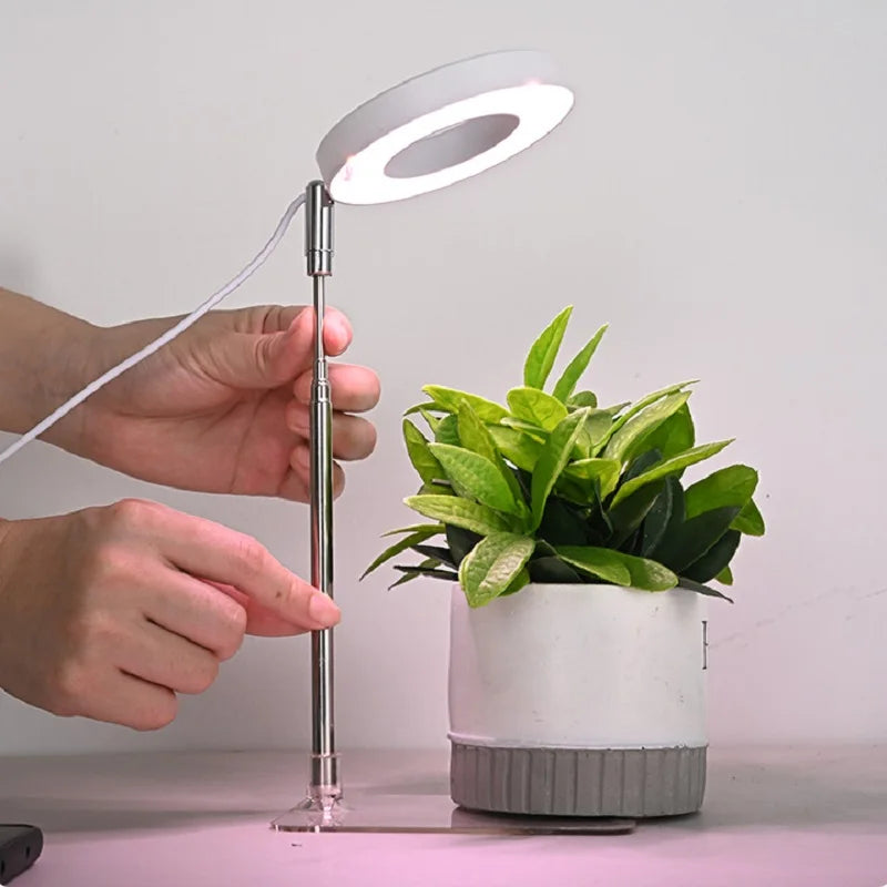 LED Grow Light Full Spectrum Plant Growth Light USB 5V Height Adjustable Dimmable Growing Lamp with Timer for Indoor Plants Herb