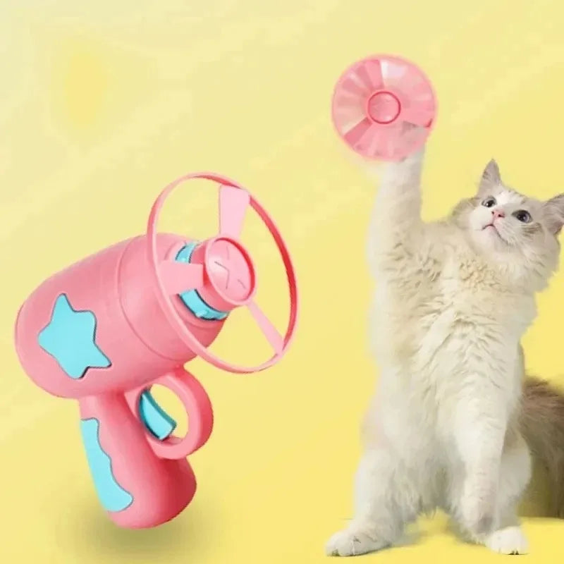 Funny Cat Toy Interactive Launch Pet Training Toy For Kitten Mini Flying Disc Shooting Gun Chasing Games Cat Toys Pet Supplies