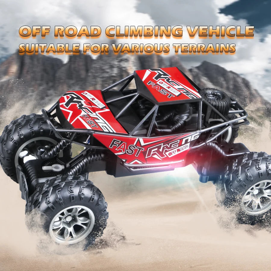 4-Way Remote Control Car with Light Anti-Slip Rubber Tire Outdoor Off-Road Climbing Kidsren's Boy Toy Car Model