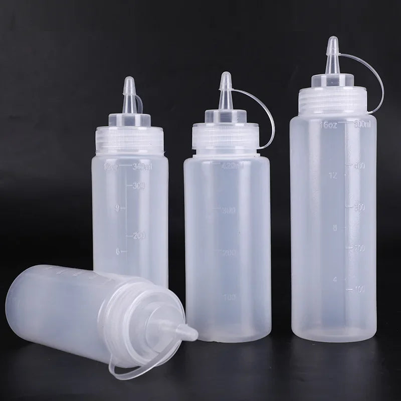 1PC White Plastic Squeeze Bottle With Cap Dispenser Bottle Bread Dessert Baking Accessory Cake Decorating Kitchen Gadget Tool