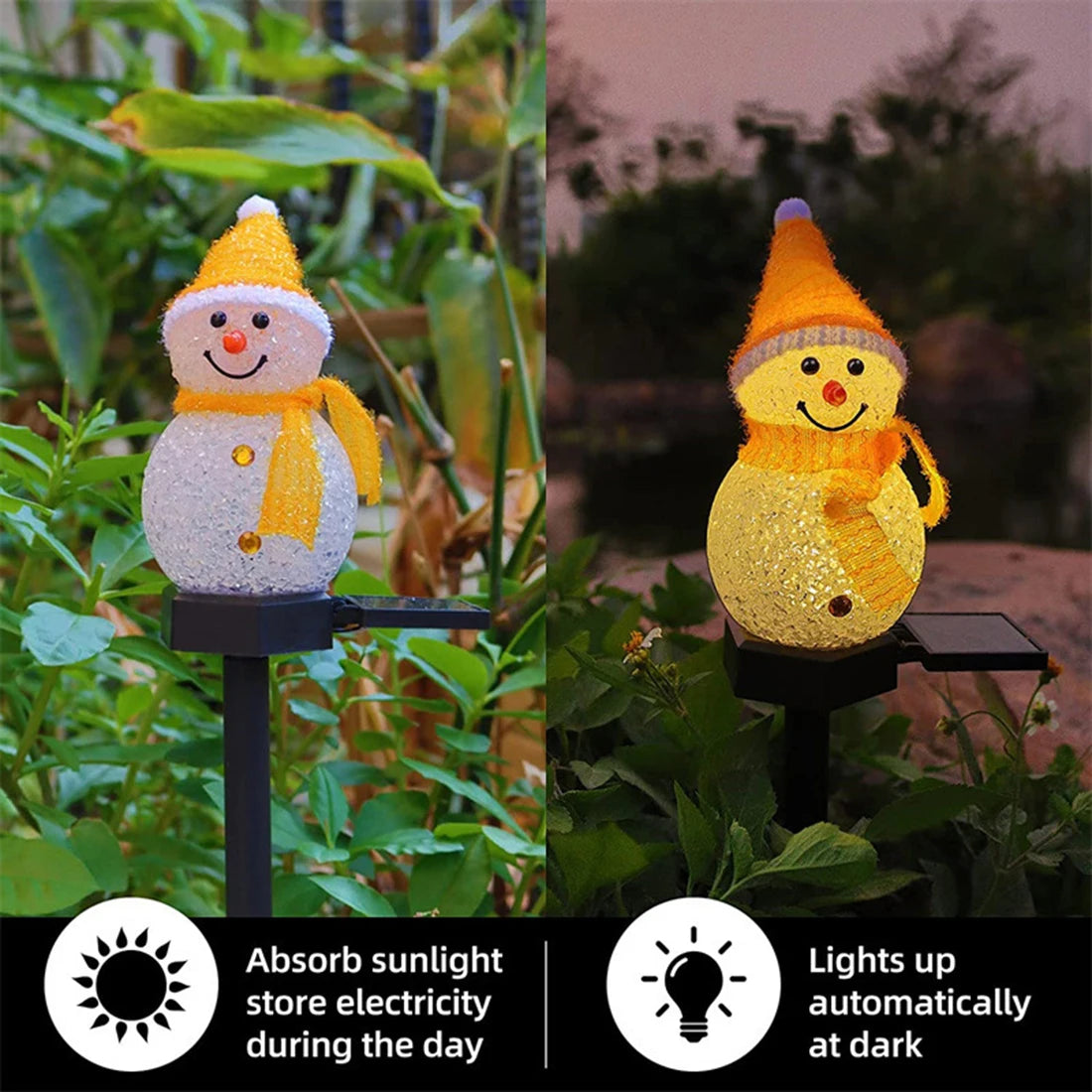 2024 New Christmas Snowman Decoration Light LED Solar Lights Outdoor Waterproof Post Lamp Garden Lawn Landscape Nightlight