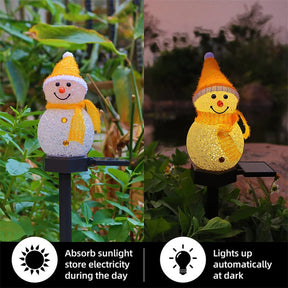 2024 New Christmas Snowman Decoration Light LED Solar Lights Outdoor Waterproof Post Lamp Garden Lawn Landscape Nightlight