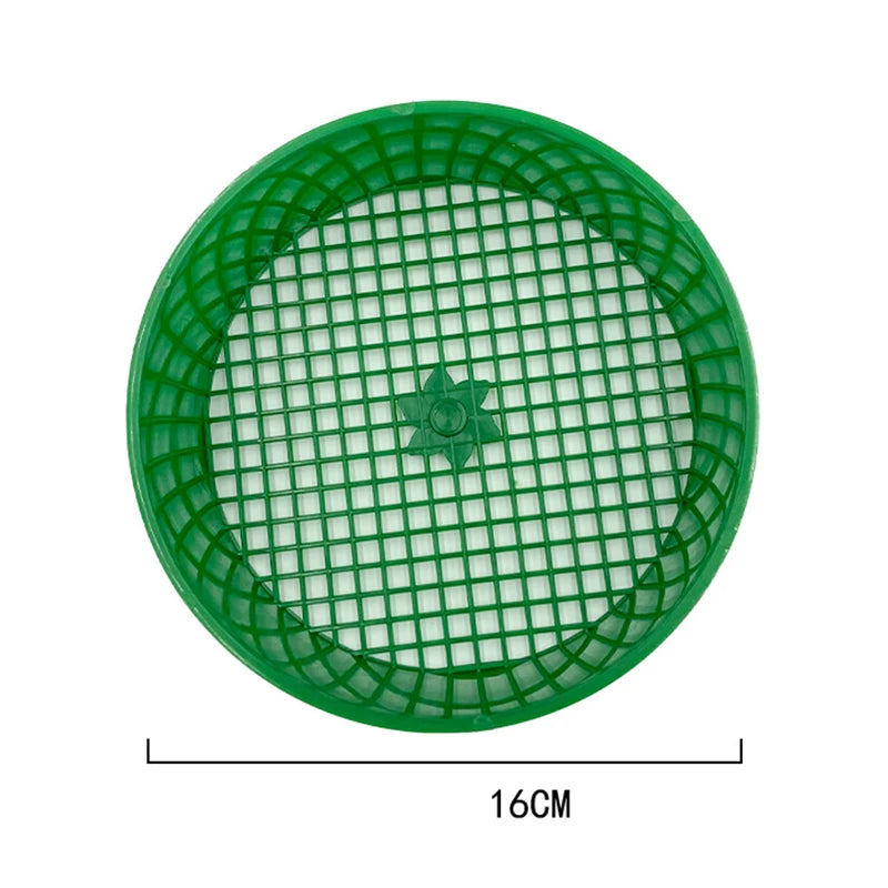 Green Round Garden Sieve Plastic Riddle Stone Sand Seedling Mesh Garden Tool Soil Gardening Screen Seedling Cultivation Network