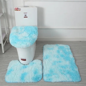 Tie-dye Fur Carpet Toilet Three-piece Non-slip Mat Bathroom Absorbent Set