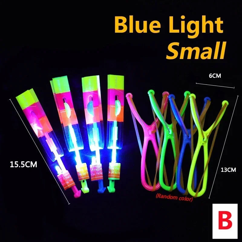 1/10/30/50pcs Amazing Light Toy Arrow Rocket Helicopter Flying Toy LED Light Toys Party Fun Gifts Rubber Band Catapult