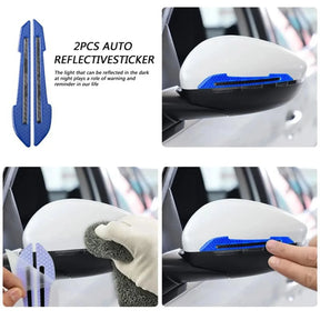 2PCS 3D Car Bumper Reflective Strips - Car Rearview Mirror Stickers Safety Warning Reflective Sticker