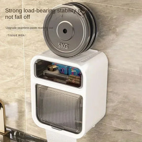 Toilet Tissue Box Wall Mounted Roll Paper Tube, Paper Drawer, Storage, Bathroom Double Layer Storage Rack Toilet Roll Holder