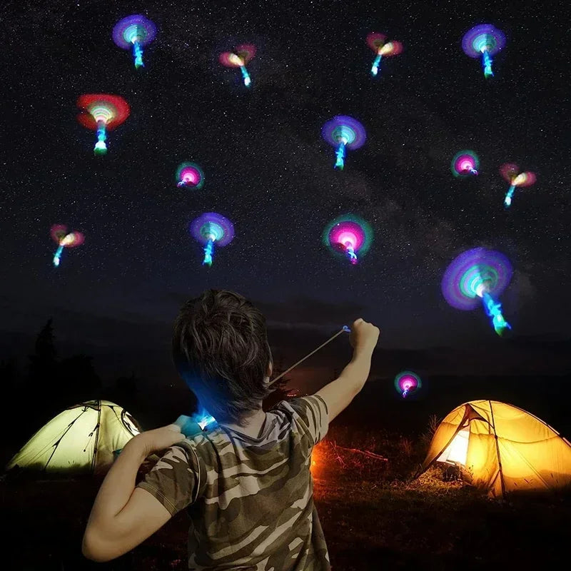 1/10/30/50pcs Amazing Light Toy Arrow Rocket Helicopter Flying Toy LED Light Toys Party Fun Gifts Rubber Band Catapult