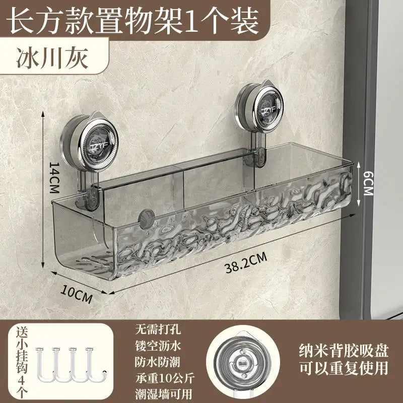 Shower Room Suction Cup Bathroom Storage Shelf Basket Home Storage Organizer Shelf Decorative Easy Install