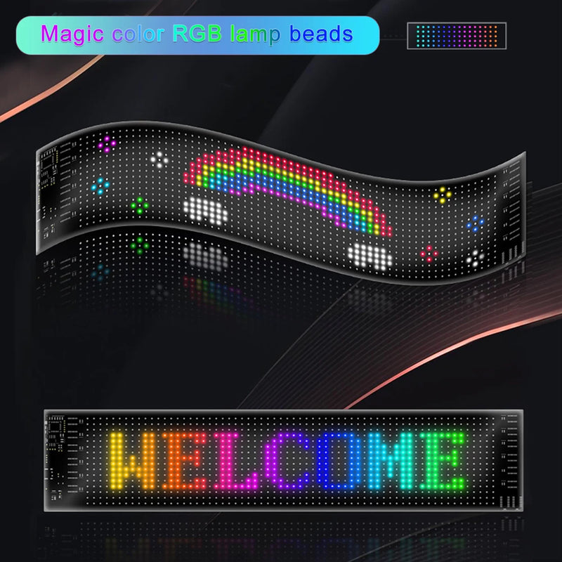 Car LED Sign Bluetooth APP LED Matrix Pixel Panel Night Light DIY Programmable Flexible LED Display For Car Store Hotel Bar