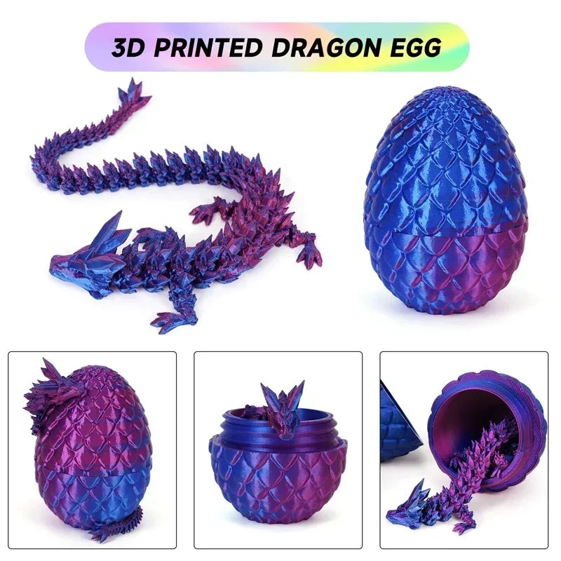 1/2PCS 3D Printed Dragon Egg with Dragon Full Articulated Dragon Modle Movable Rotatable Articulated Desktop Ornament Kid Toy