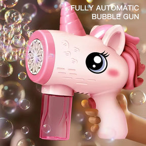 Kids Unicorn Bubble Gun Toy Fully Automatic Bubble Machine Bubbles Gun Outdoor Game Summer Toy for Boys Girls Birthday Gifts