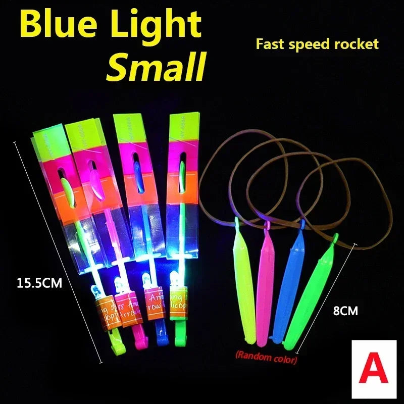 1/10/30/50pcs Amazing Light Toy Arrow Rocket Helicopter Flying Toy LED Light Toys Party Fun Gifts Rubber Band Catapult