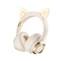 Cute Cat Ear Bluetooth Compatible Headset with LED Wireless Headset Children Girls Stereo Folding Sports Headset with Microphone